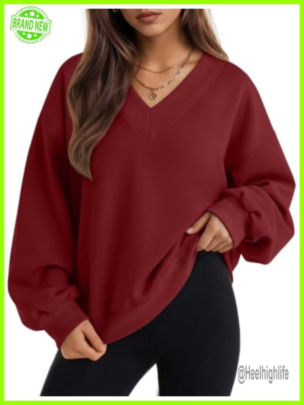 Oversized V Neck Fleece Sweatshirt Pullover Casual